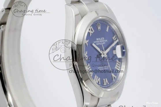 MiroTime 0423 Modern DateJust 41 SS Polished Bezel KING 1:1 Best Edition 904L Steel Blue Roman Dial on Oyster Bracelet VR 2212